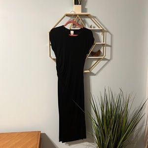 Black Cinch-Waist Maxi Dress